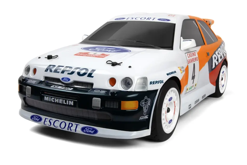 HPI Racing WR8 3.0 Ford Escort RS Cosworth nitro RC rally car in Repsol livery