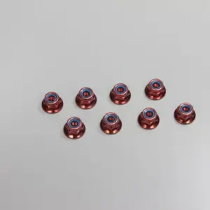 Nylon Lock Flanged Steel Nuts Red m4x5.6mm (8) Kyosho