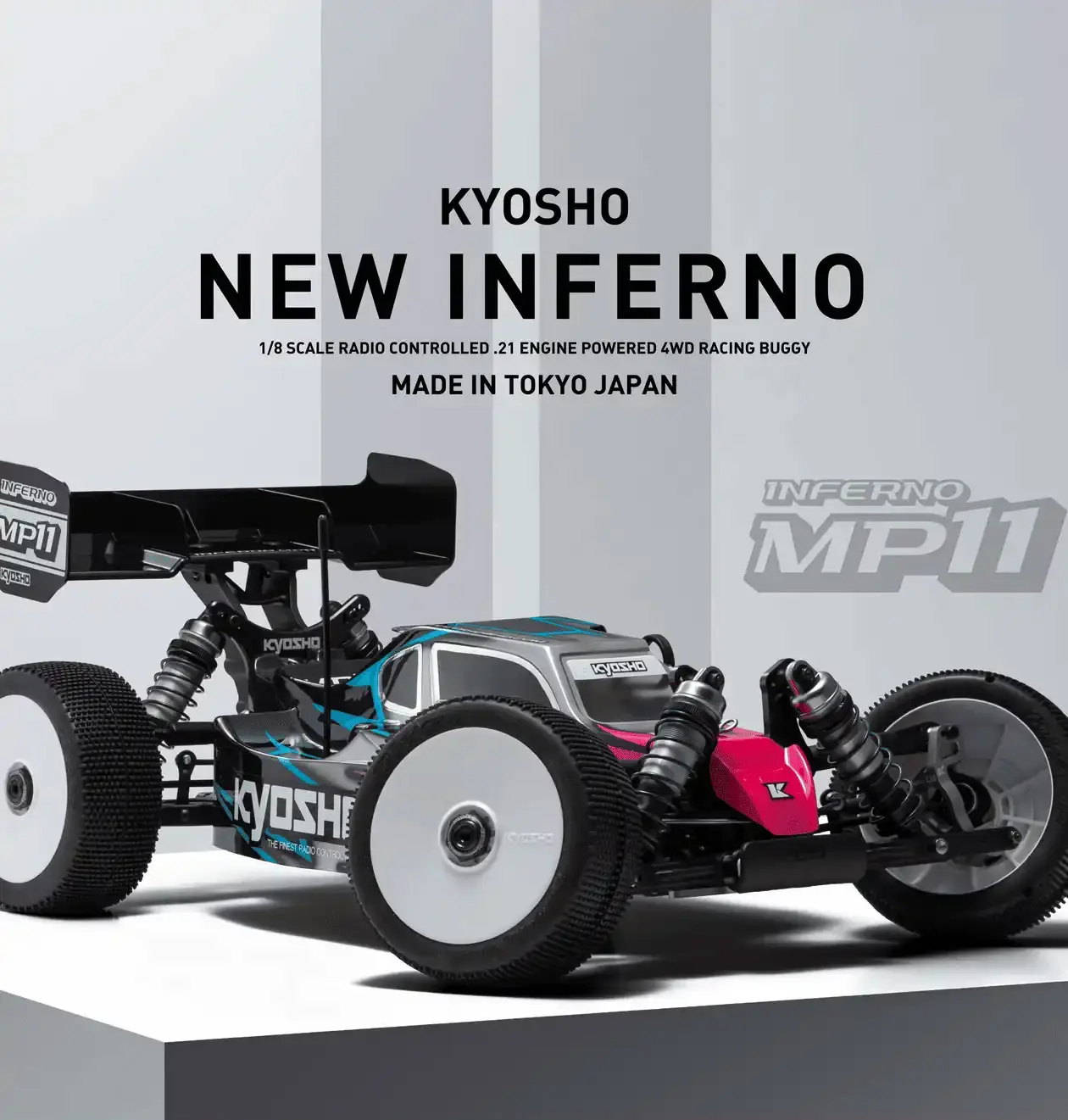 Kyosho Inferno MP11 1:8 4WD RC Nitro Buggy Kit - Bundle wheels, engine & servo package – RC Nitro Car – view 40