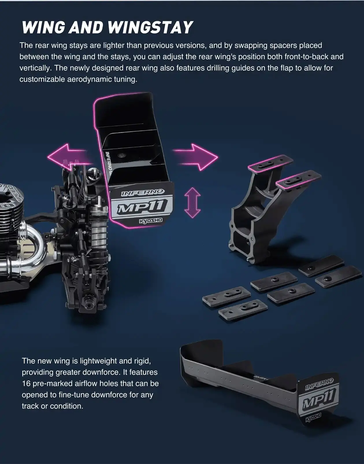 Kyosho Inferno MP11 1:8 4WD RC Nitro Buggy Kit - Bundle wheels, engine & servo package – RC Nitro Car – view 25