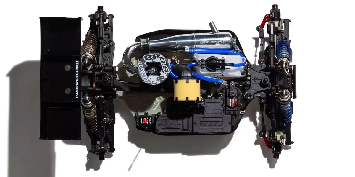 Kyosho Inferno MP11 1:8 4WD RC Nitro Buggy Kit - Bundle wheels, engine & servo package – RC Nitro Car – view 11