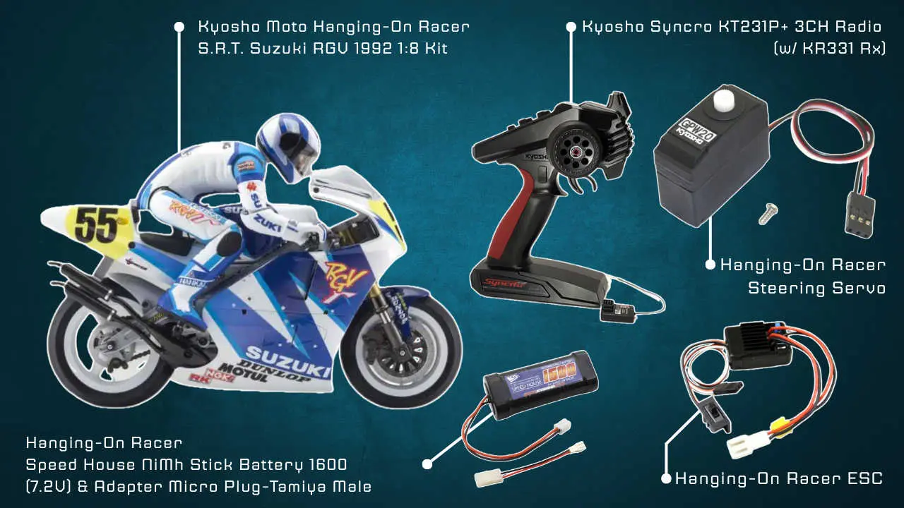 Kyosho Hor Suzuki RGV 92 1:8 Kit Combo Set W/Kt231p-Gpw17/18/21-71351 – view 6