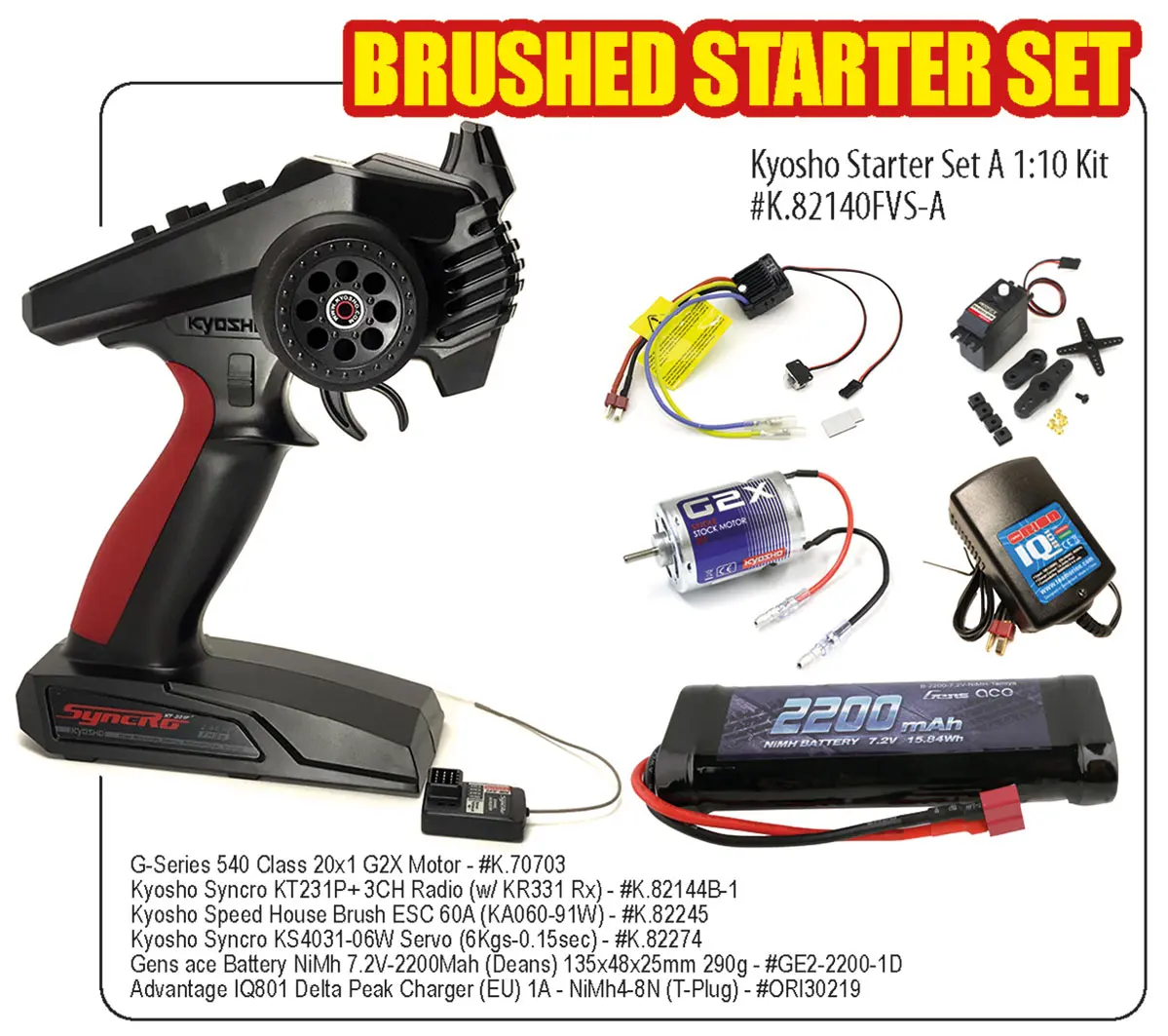 Kyosho Starter Set 1:10 (Kt231-70706-82245b-Hd3001-Batt-Charg)