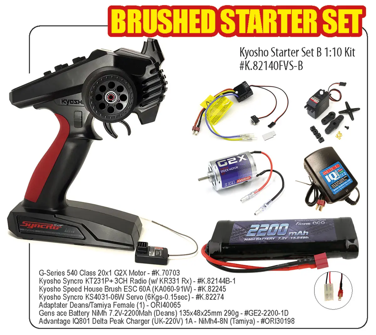 Kyosho Starter Set 1:10 (Kt231-70706-82245b-Hd3001-Batt-Charg) – view 2