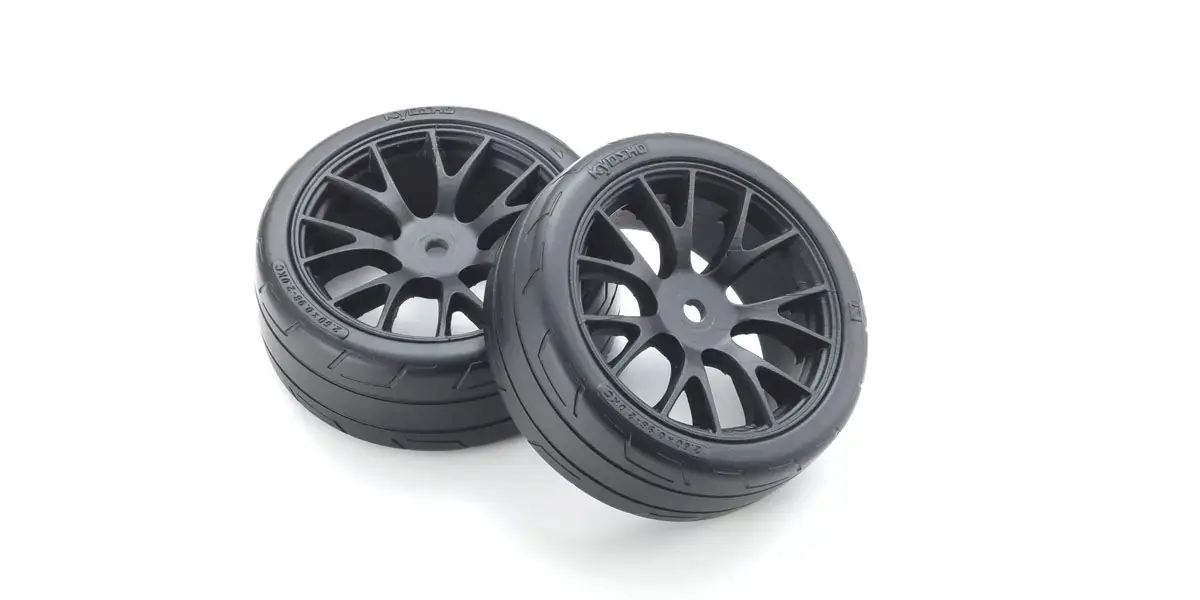 Kyosho 1:10 Fazer Fz02 Pre-Glued Touring Black Rims Medium Tyres (2) — view 1