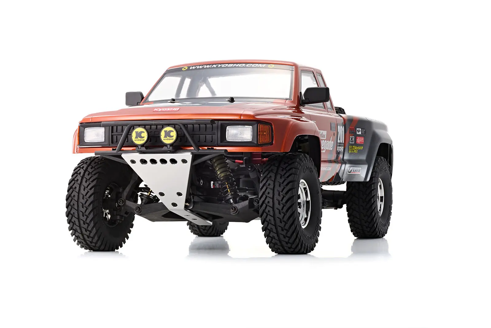 Kyosho Outlaw Renegade Pro Kit 1:10 2WD electric pickup truck, front view with skid plate