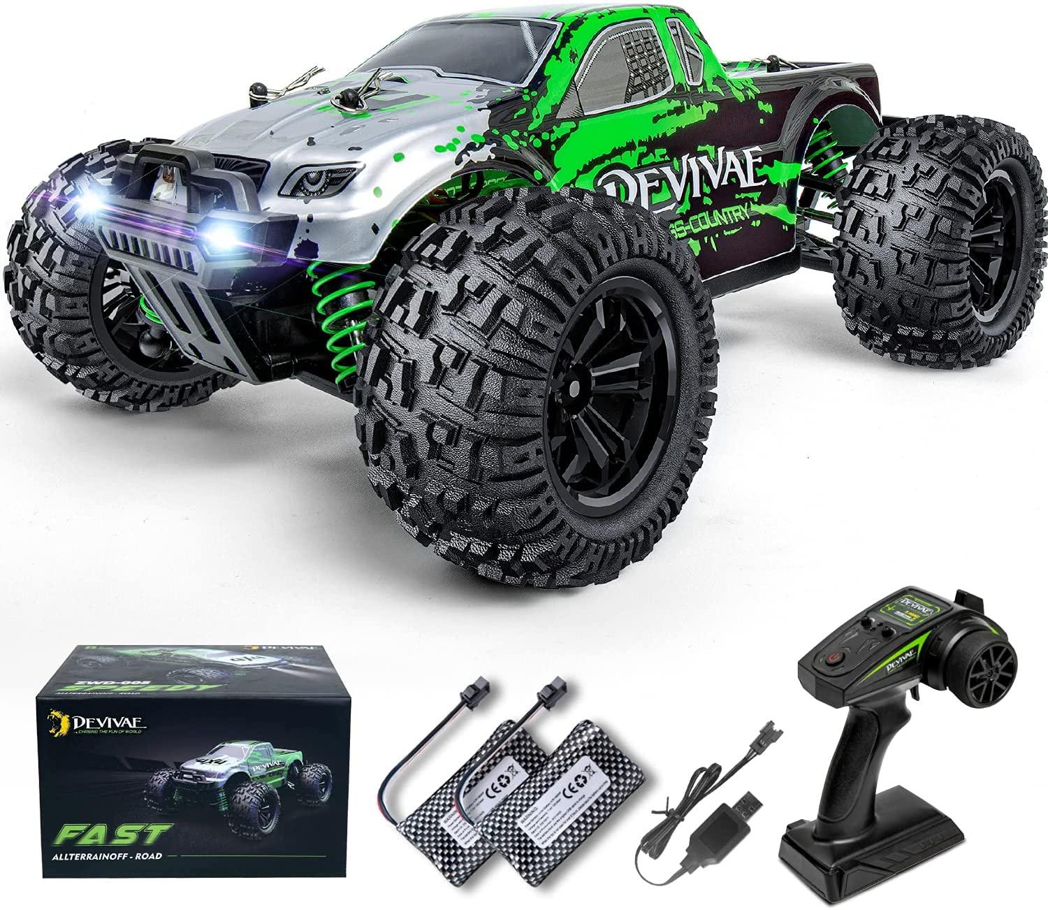 DEVIVAE 1/18 Monster Truck 36 KPH (2 Batteries), Green, ZWD-005 - Cheap ...