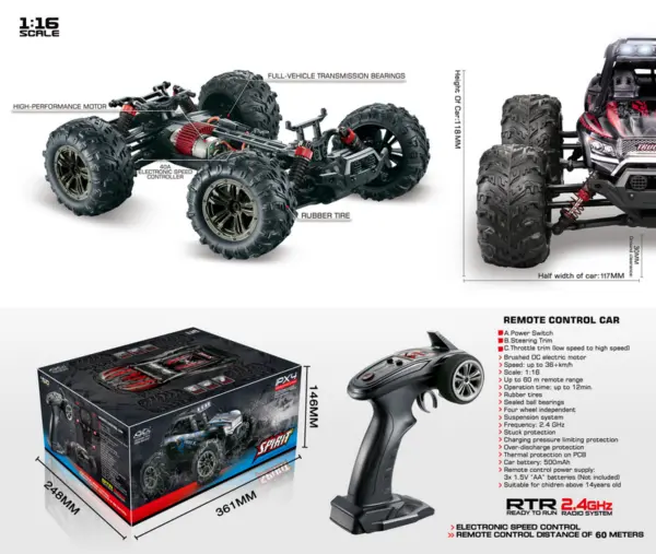 1:16 4WD High Speed Sand Buggy X TRUCK 2,4GHz Black/Red – RC Buggies