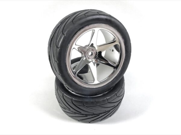 1:10 Buggy Wheel Set "6 Spoke/Street" rear chrome (2)