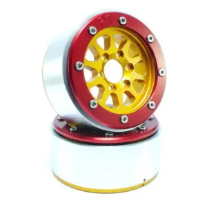RC Crawler wheels Beadlock Wheels GEAR Gold/Red 1.9 (2) w/o Hub