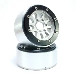 RC Crawler wheels Beadlock Wheels GEAR Silver/Black 1.9 (2) w/o Hub