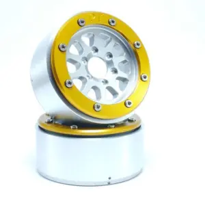 RC Crawler wheels Beadlock Wheels GEAR Silver/Gold 1.9 (2) w/o Hub