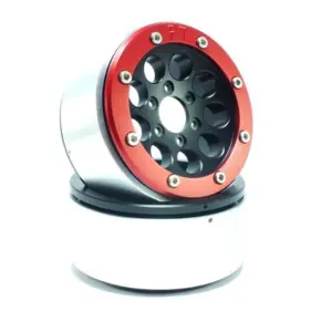 RC Crawler wheels Beadlock Wheels GUN Black/Red 1.9 (2) w/o Hub