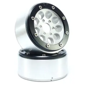 RC Crawler wheels Beadlock Wheels GUN Silver/Black 1.9 (2) w/o Hub