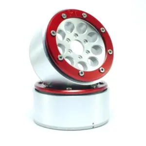 RC Crawler wheels Beadlock Wheels GUN Silver/Red 1.9 (2) w/o Hub