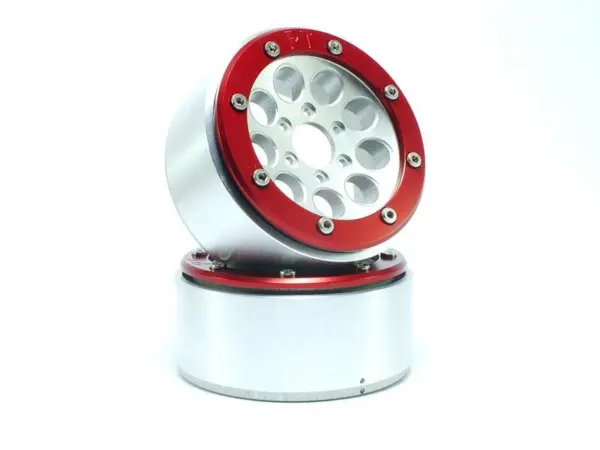 RC Crawler wheels Beadlock Wheels GUN Silver/Red 1.9 (2) w/o Hub – RC Wheels & Tyres