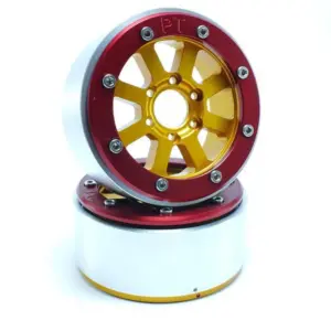 RC Crawler wheels Beadlock Wheels HAMMER Gold/Red 1.9 (2) w/o Hub