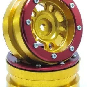 RC Crawler wheels Beadlock Wheels PT- Distractor Gold/Red 1.9 (2 pcs)