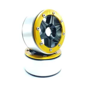 RC Crawler wheels Beadlock Wheels SIXSTAR Black/Gold 1.9 (2) w/o Hub