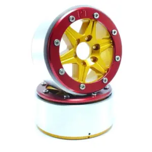 RC Crawler wheels Beadlock Wheels SIXSTAR Gold/Red 1.9 (2) w/o Hub