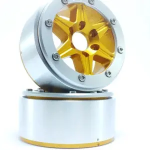 RC Crawler wheels Beadlock Wheels SIXSTAR Gold/Silver 1.9 (2) w/o Hub