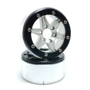 RC Crawler wheels Beadlock Wheels SIXSTAR Silver/Black 1.9 (2) w/o Hub