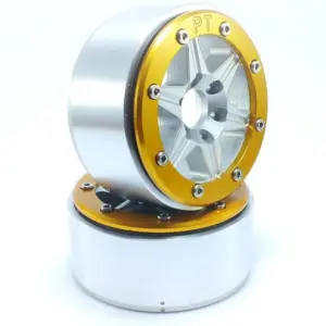RC Crawler wheels Beadlock Wheels SIXSTAR Silver/Gold 1.9 (2) w/o Hub