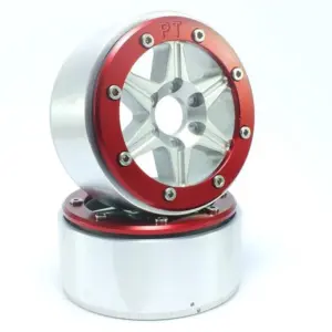 RC Crawler wheels Beadlock Wheels SIXSTAR Silver/Red 1.9 (2) w/o Hub