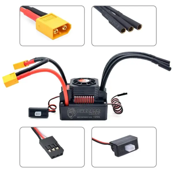 Surpass Hobby waterproof 120A ESC Red & Black 3-6S Lipo – RC Speed Controllers