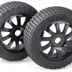 Wheel Set Buggy "Razor" 10 Spokes/Dirt black 1:8 (2)