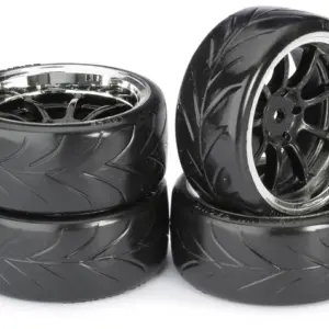 Wheel Set Drift LP " 9 Spoke / Profile A" black/chrome 1:10 (4 pcs)