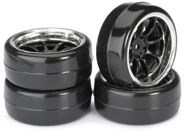 Wheel Set Drift LP " 9 Spoke / Profile B" black/chrome 1:10 (4 pcs)