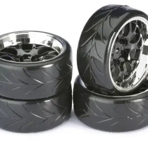 Wheel Set Drift LP " Comb / Profile A" black/chrome 1:10 (4 pcs)