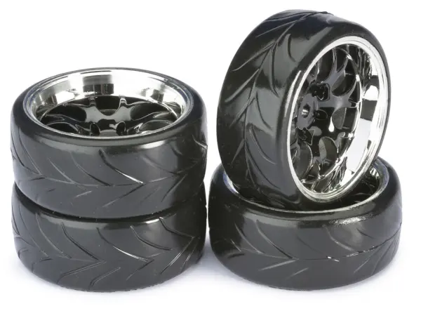 Wheel Set Drift LP " Comb / Profile A" black/chrome 1:10 (4 pcs) – RC Wheels & Tyres