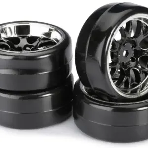 Wheel Set Drift LP " Comb / Profile B" black/chrome 1:10 (4 pcs)