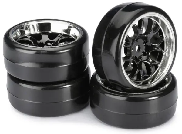 Wheel Set Drift LP " Comb / Profile B" black/chrome 1:10 (4 pcs) – RC Wheels & Tyres