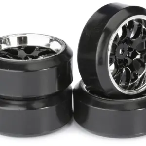 Wheel Set Drift LP " Comb / Profile C" black/chrome 1:10 (4 pcs)