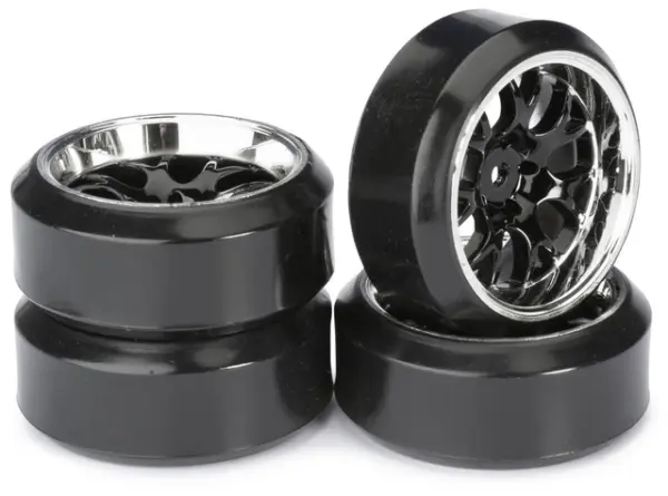 Wheel Set Drift LP " Comb / Profile C" black/chrome 1:10 (4 pcs) – RC Wheels & Tyres