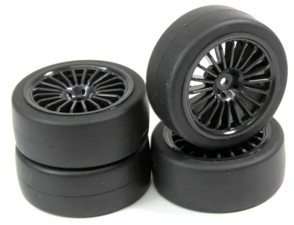 Wheel Set Onroad "20 Spoke / Slick" black 1:10 (4 pcs) – RC Wheels & Tyres