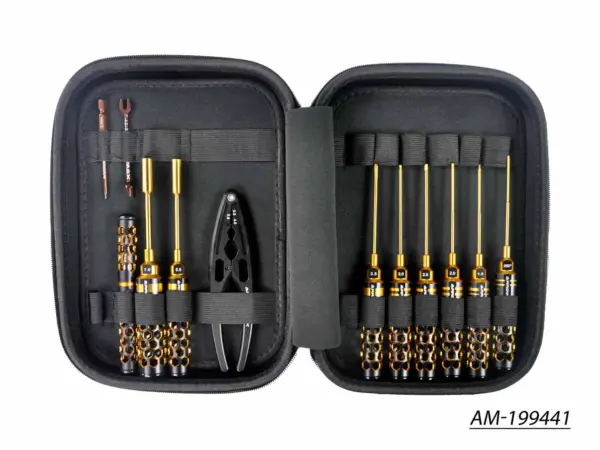 Am Toolset for 1:10 Offroad (12pcs) With Tools Bag Black Golden