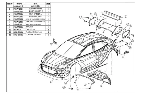 Carisma Gt24 M-Sport 2022 Puma Hybrid Rally1 Body Parts Set