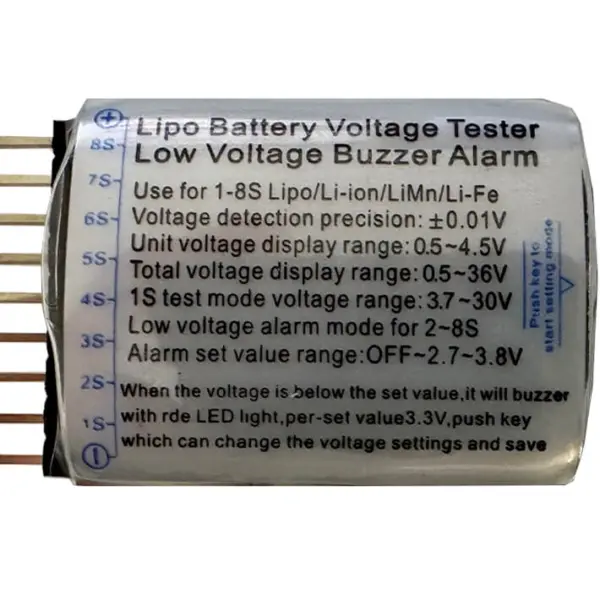Etronix 1-8s Lipo Battery Voltage Meter W/Alarm