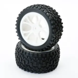 Fastrax 1/10th Mounted Cuboid Buggy Rear Tyres White 10-Sp