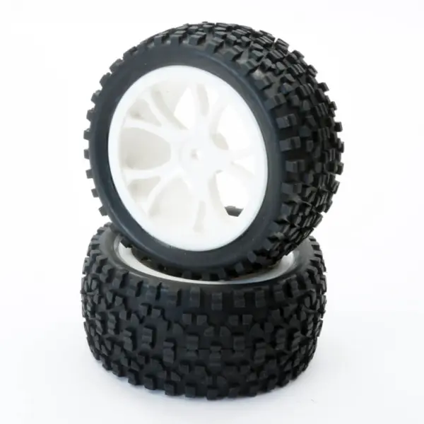 Fastrax 1/10th Mounted Cuboid Buggy Rear Tyres White 10-Sp