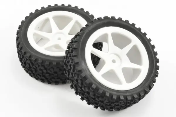 Fastrax 1/10th Mounted Cuboid Buggy Front Tyres 6-Spoke