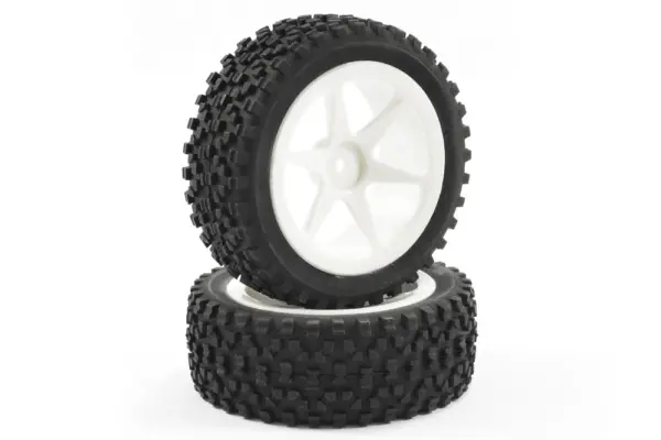 Fastrax 1/10th Mounted Cuboid Buggy Front Tyres 6-Spoke