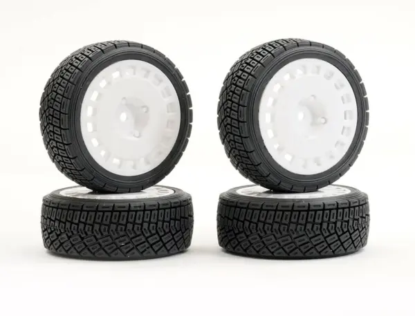 Fastrax 1/10th Rally Angle Tyre/Wheel Set White (4)
