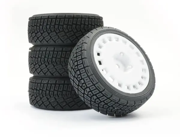 Fastrax 1/10th Rally Angle Tyre/Wheel Set White (4)