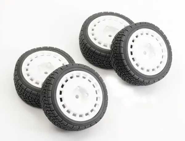 Fastrax 1/10th Rally Angle Tyre/Wheel Set White (4)
