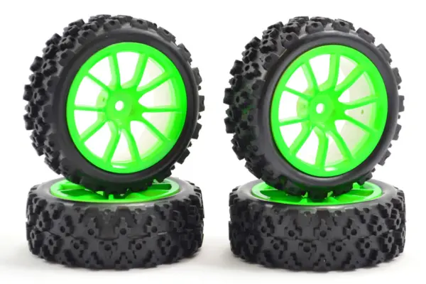 Fastrax 1/10 Street/Rally Tyre 10sp Green Wheel